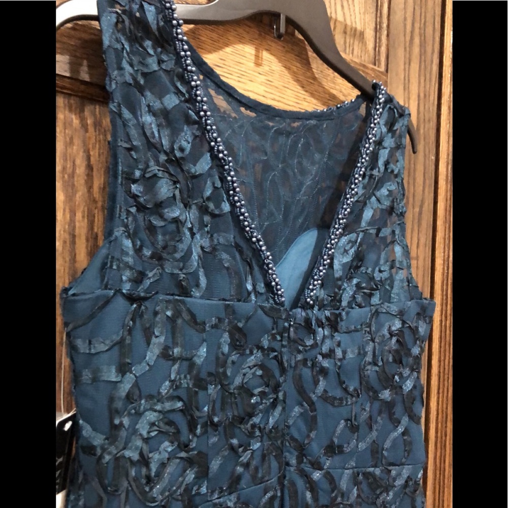 Formal Dress Size 10 Teal Blue Beaded Prom SLNY - Picture 7 of 8